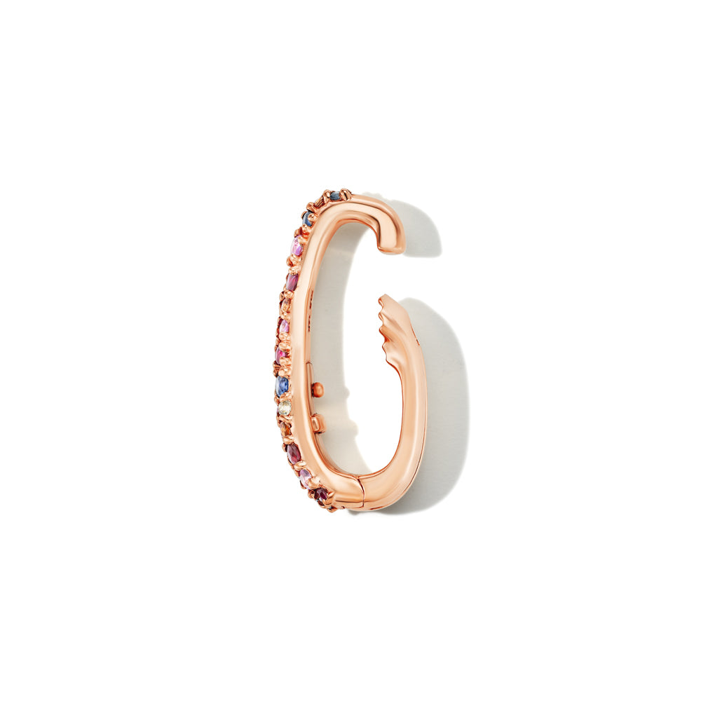 Pave Pierceless Earring with Mixed Sapphire