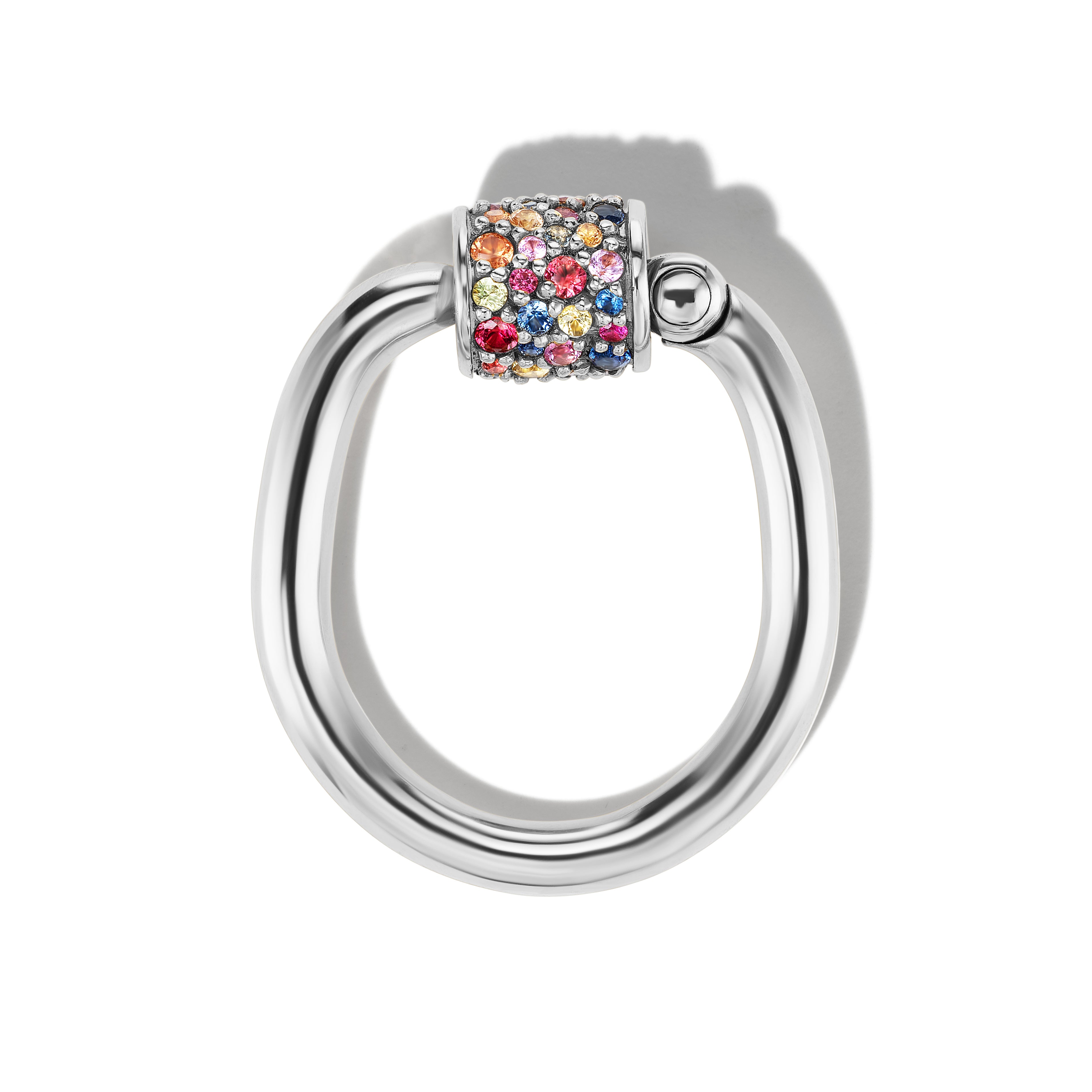 The Stoned Trundle Lock Ring with Mixed Sapphire