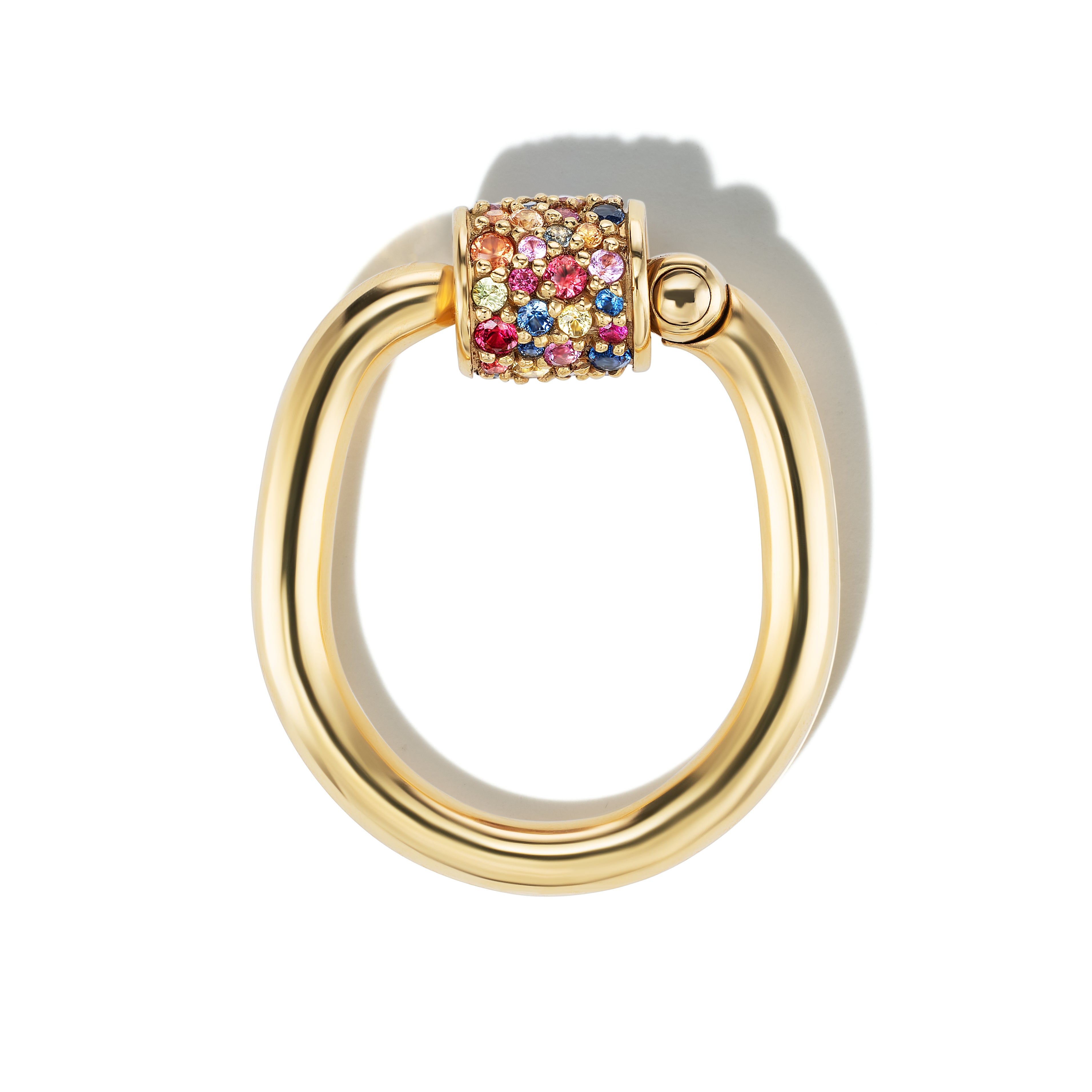 The Stoned Trundle Lock Ring with Mixed Sapphire