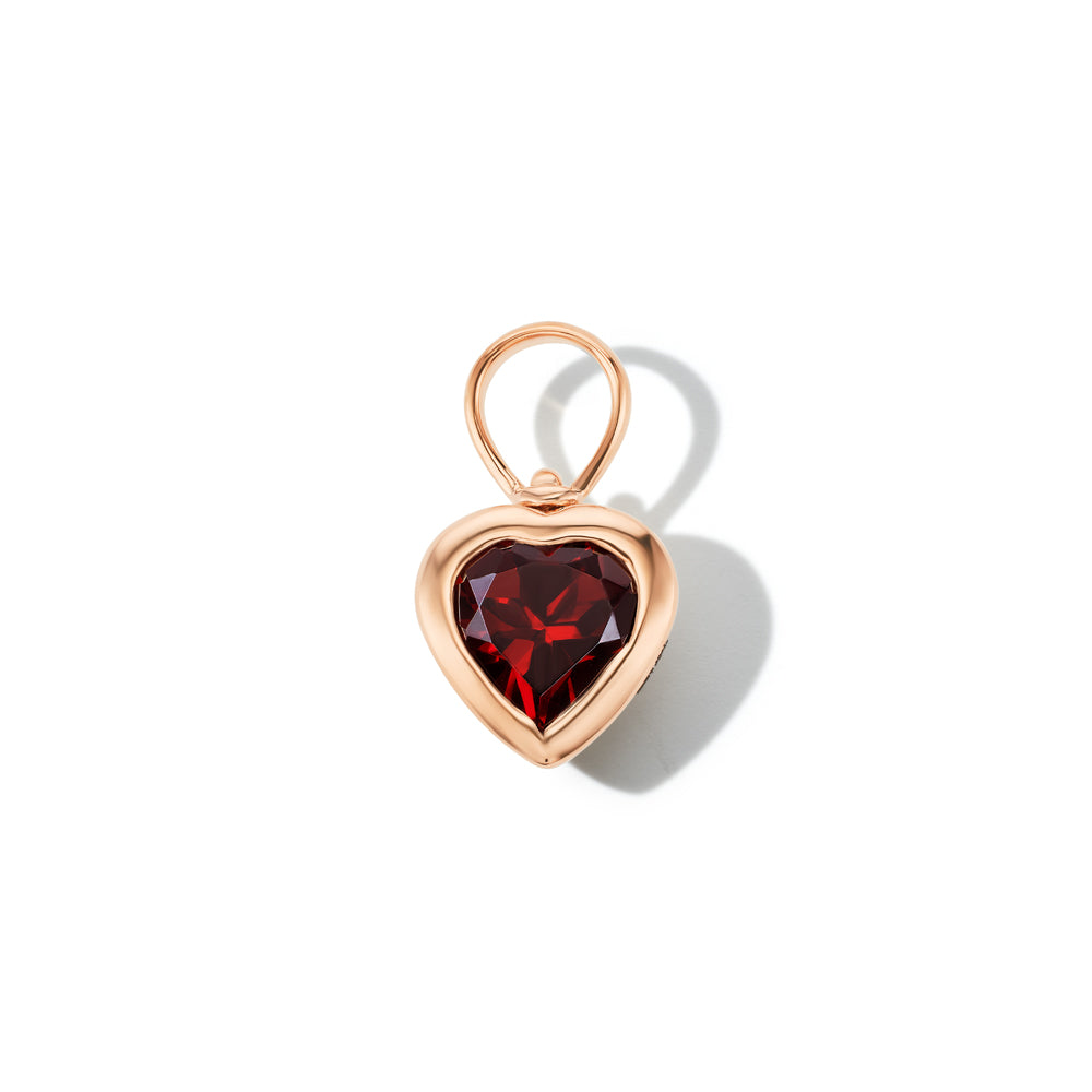 Garnet Heart Charm in Gold