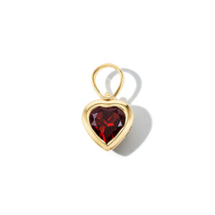 Garnet Heart Charm in Gold