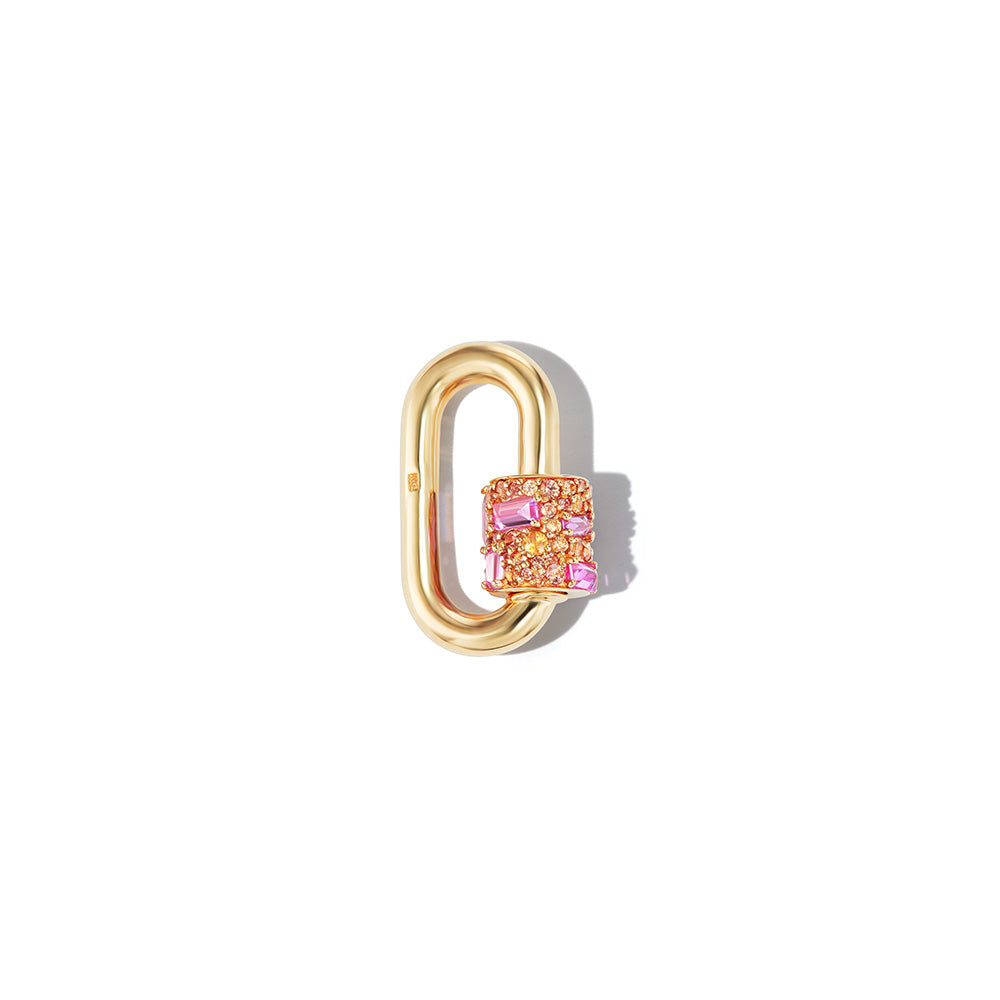 Stoned Chubby Medium Lock with Pink and Orange Sapphires