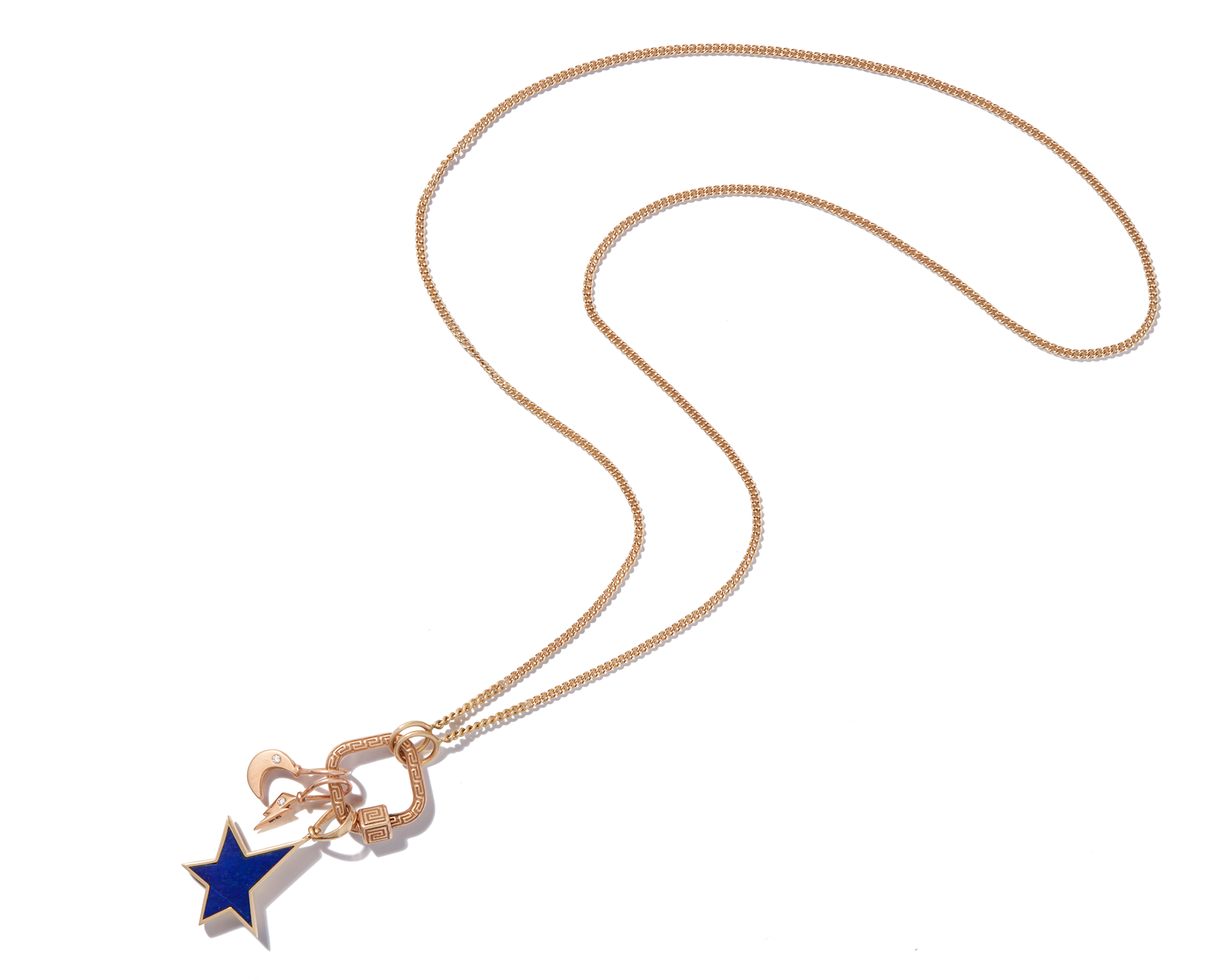 Fine chain gold necklace with blue star charm