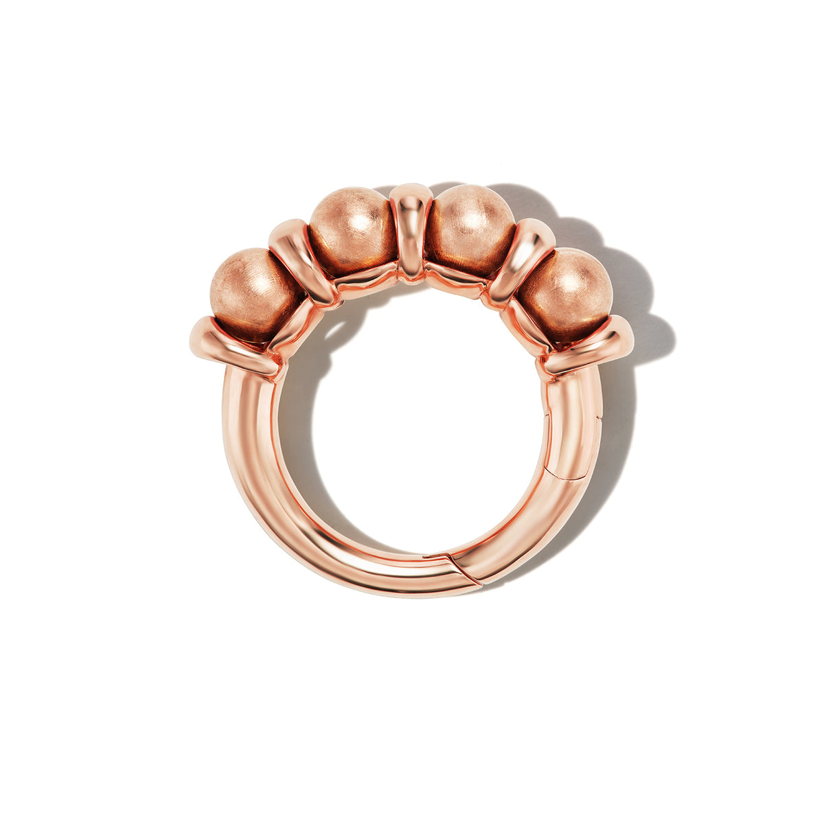 Chubby Rolling Spheres Lock Ring with Gold Balls
