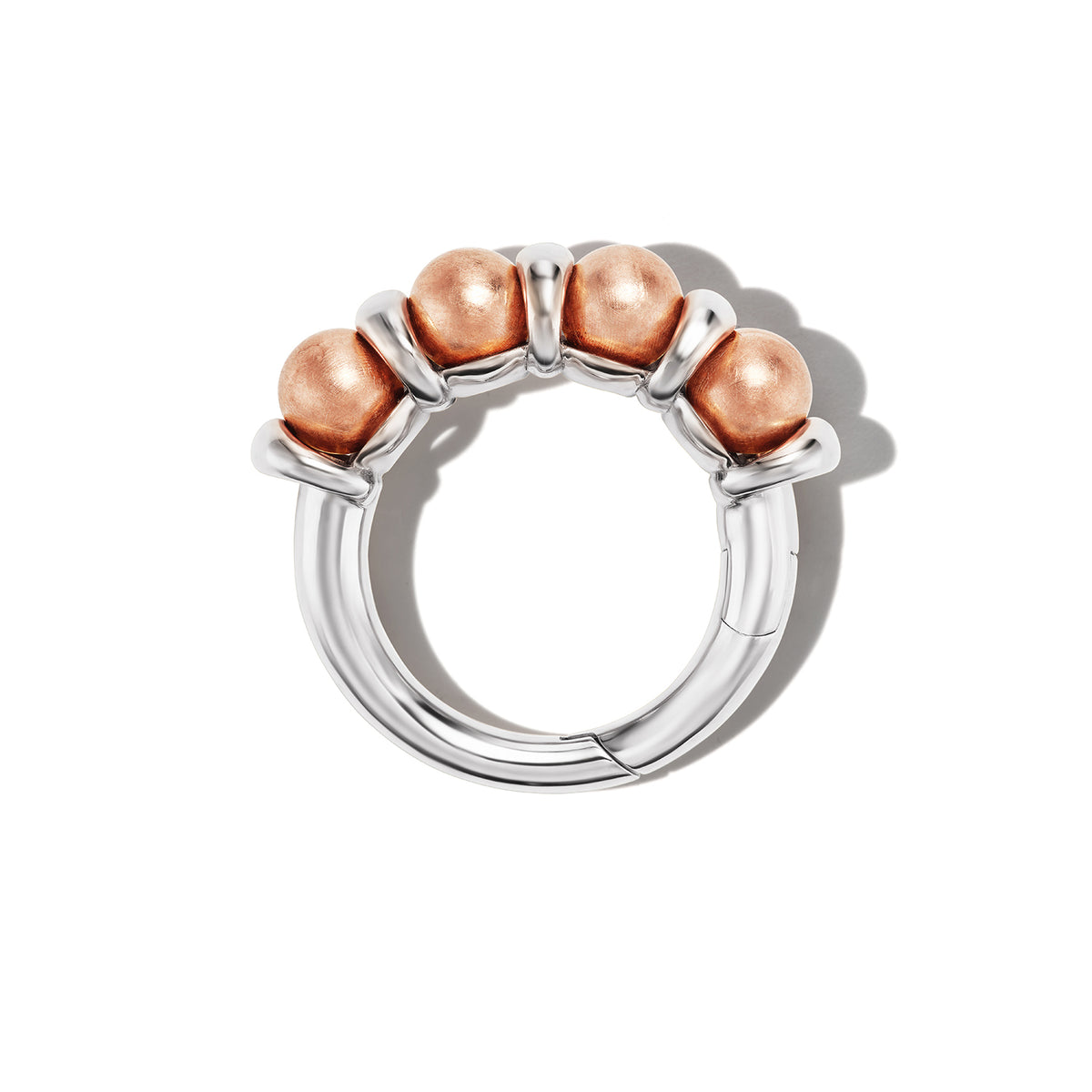 Chubby Rolling Spheres Lock Ring with Gold Balls