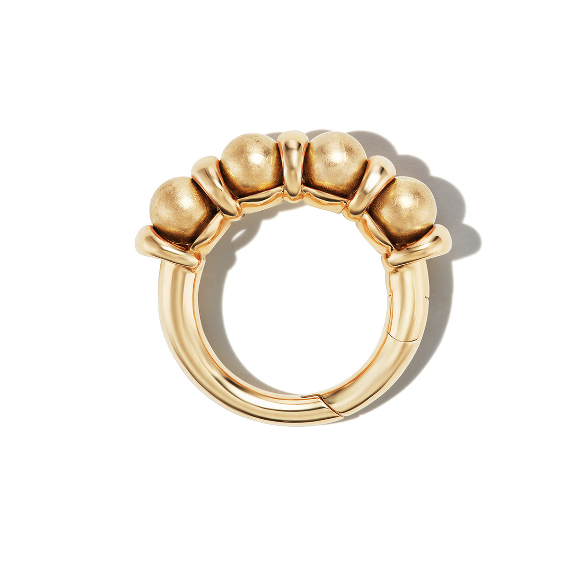 Chubby Rolling Spheres Lock Ring with Gold Balls