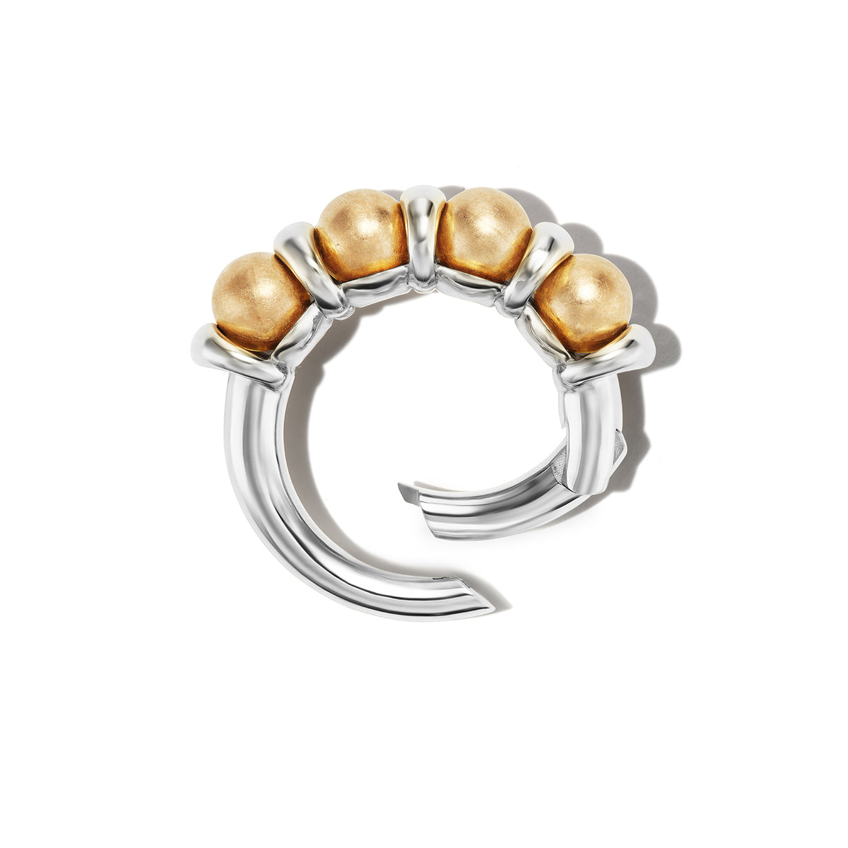 Chubby Rolling Spheres Lock Ring with Gold Balls