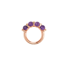 Chubby Rolling Spheres Lock Ring with Amethyst