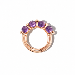 Chubby Rolling Spheres Lock Ring with Amethyst