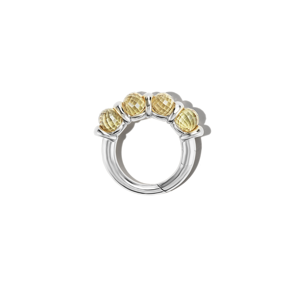Chubby Rolling Spheres Lock Ring with Csarite