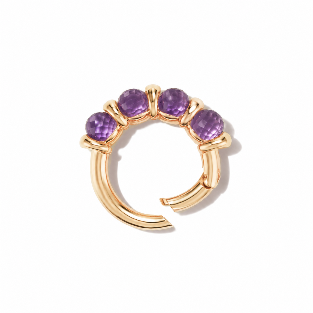 Chubby Rolling Spheres Lock Ring with Amethyst