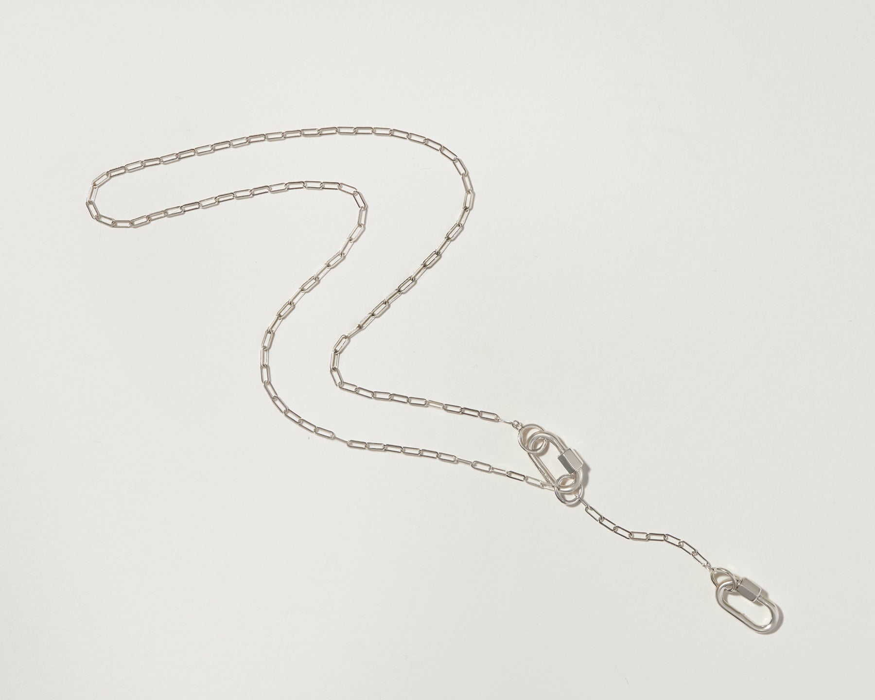 Silver Babylocks on Silver 3 Loop Square Link Chain Necklace