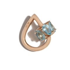Rose gold droplock charm with blue gemstones