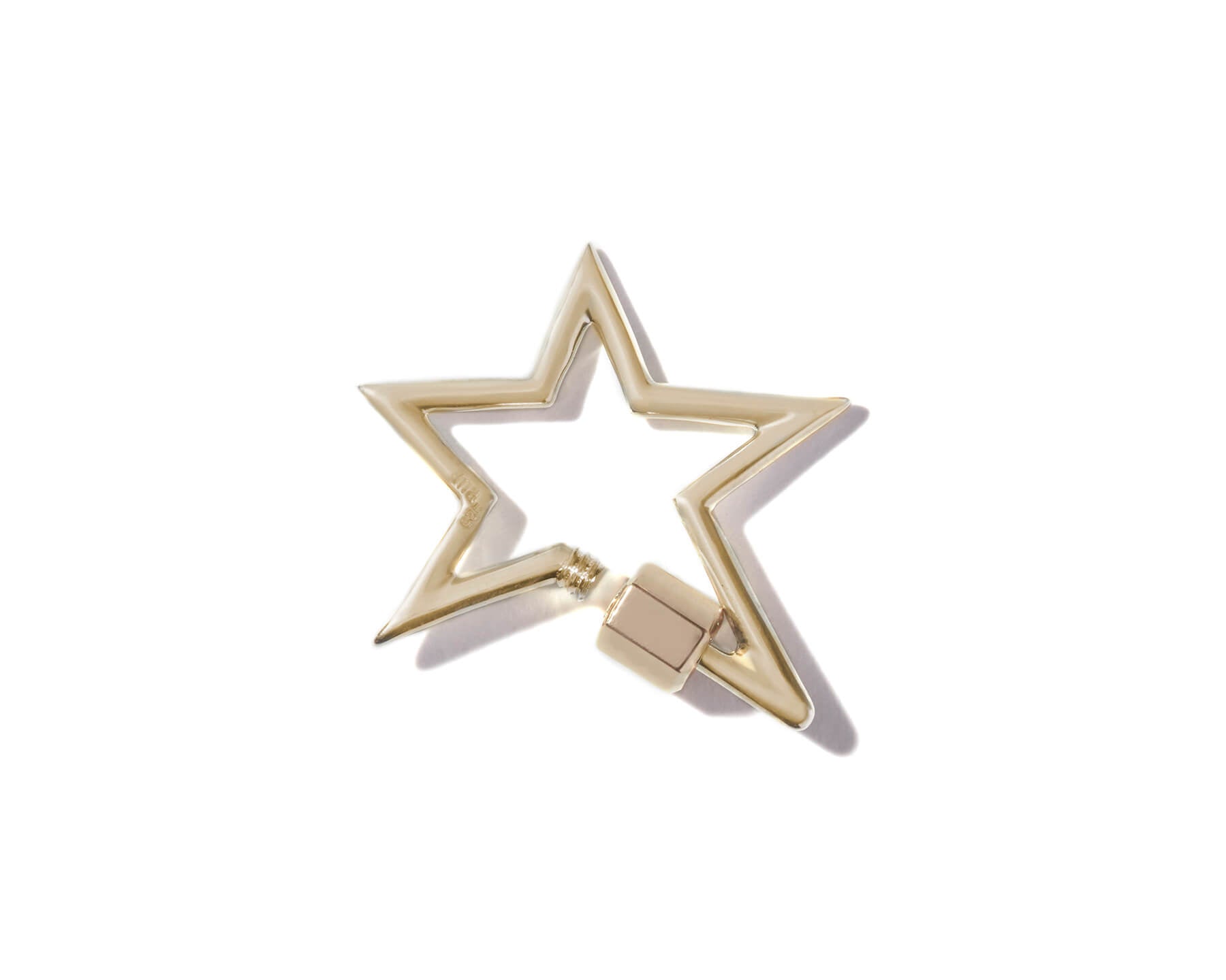 Yellow gold large star charm with open clasp