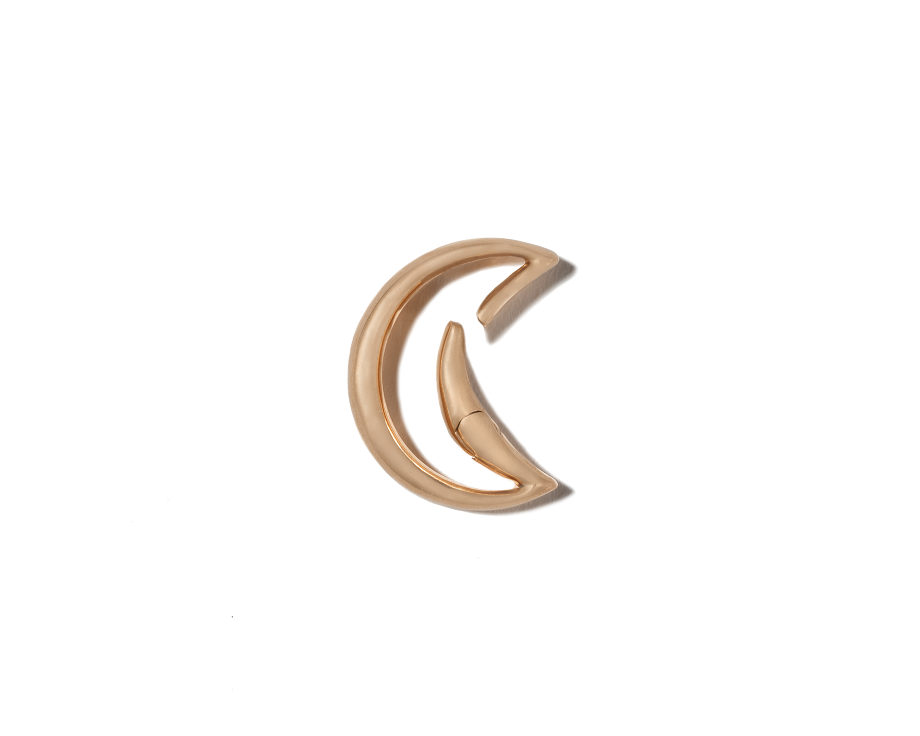 Rose gold moon charm with open clasp