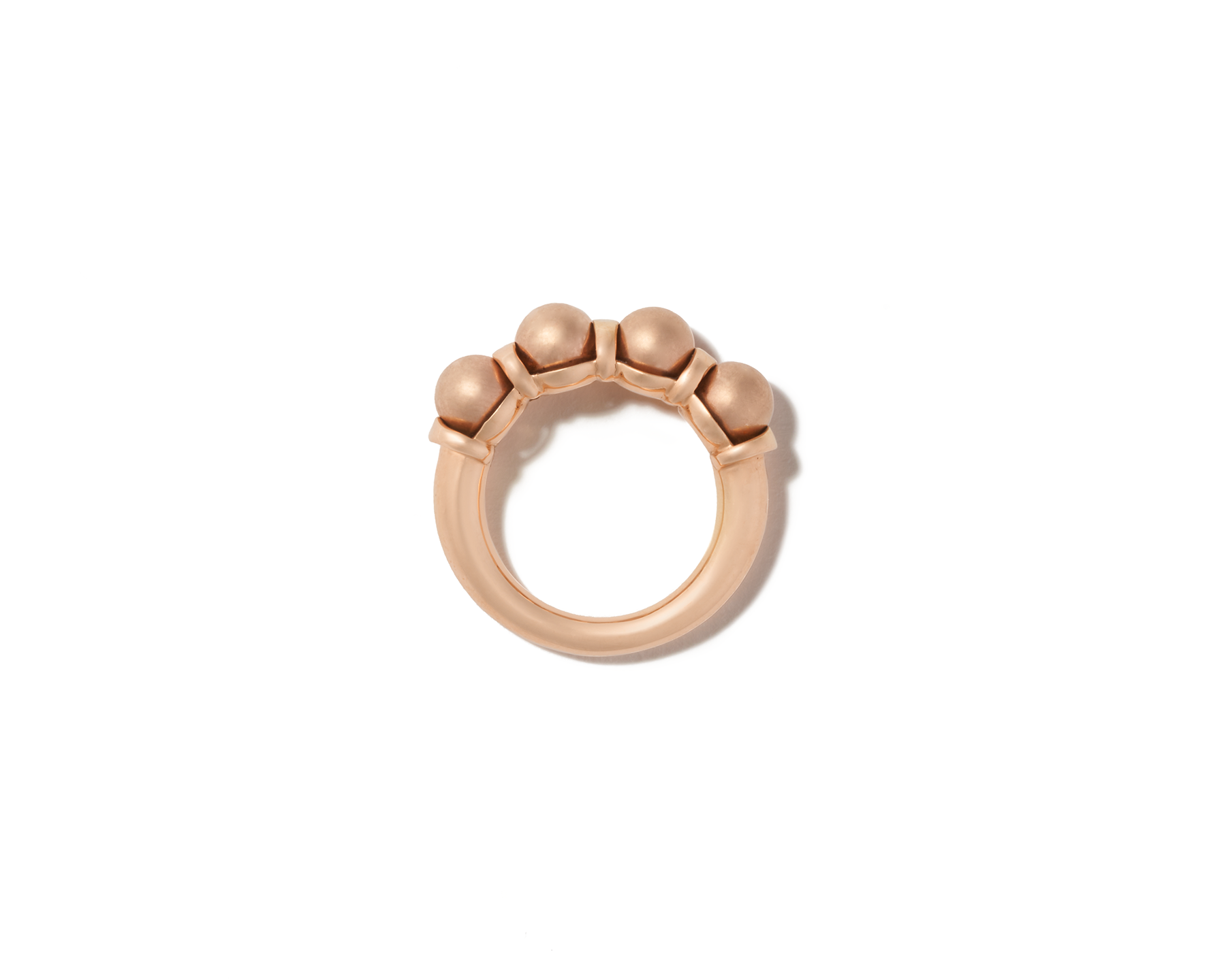 Front view of rose gold ball ring