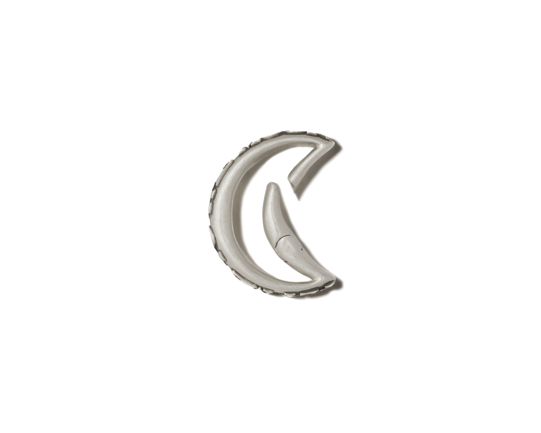 Silver moon lock charm with open clasp