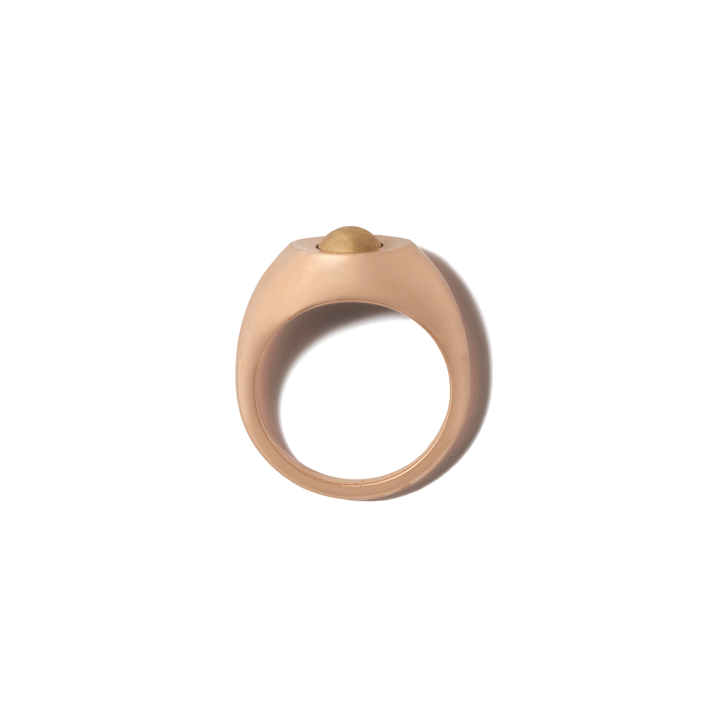 Self Involved Signet Ring, Smooth with Gold Ball