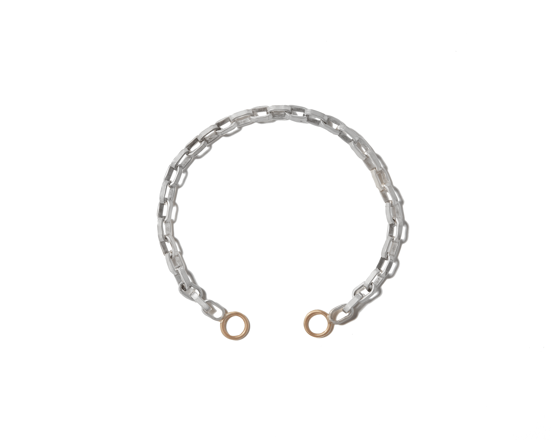 Silver biker chain bracelet with gold loops