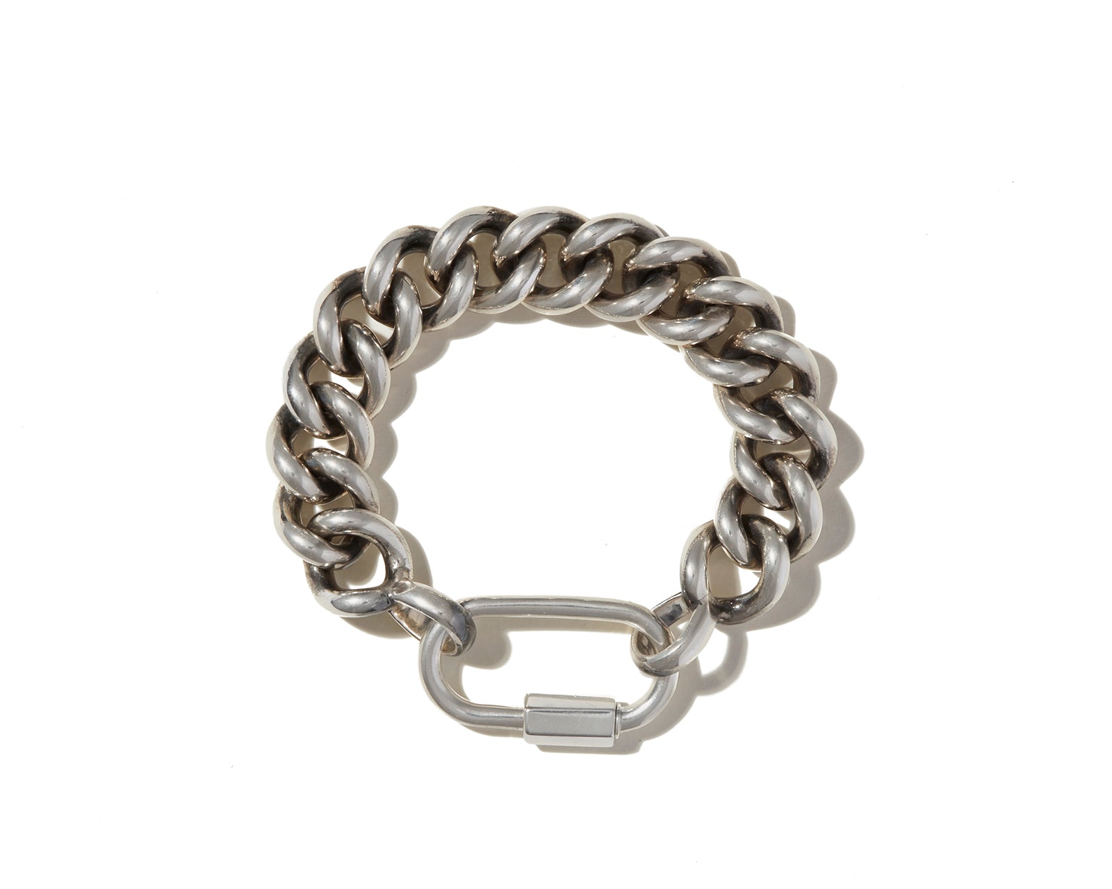 Chunky curb chain necklace with silver lock charm
