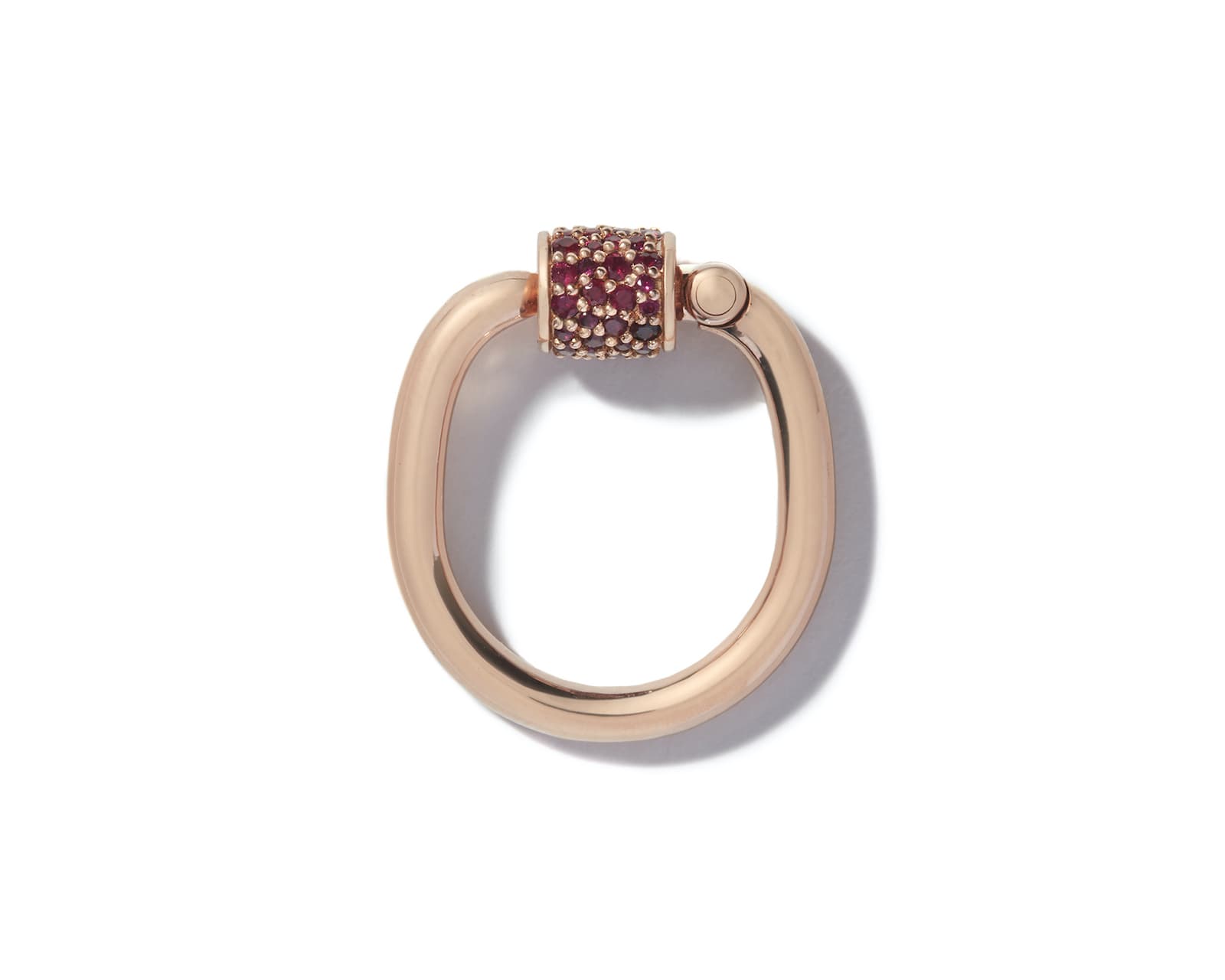 Rose gold stoned trundle ring with open lock 