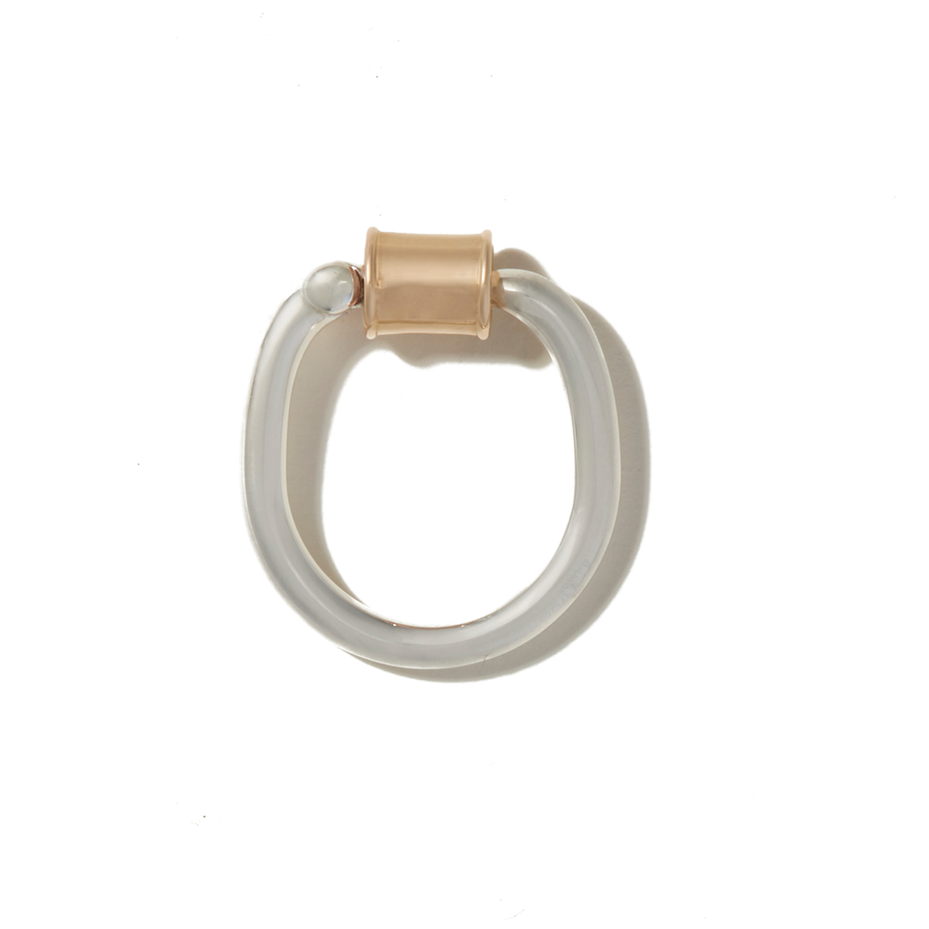 Silver trundle ring with open rose gold clasp