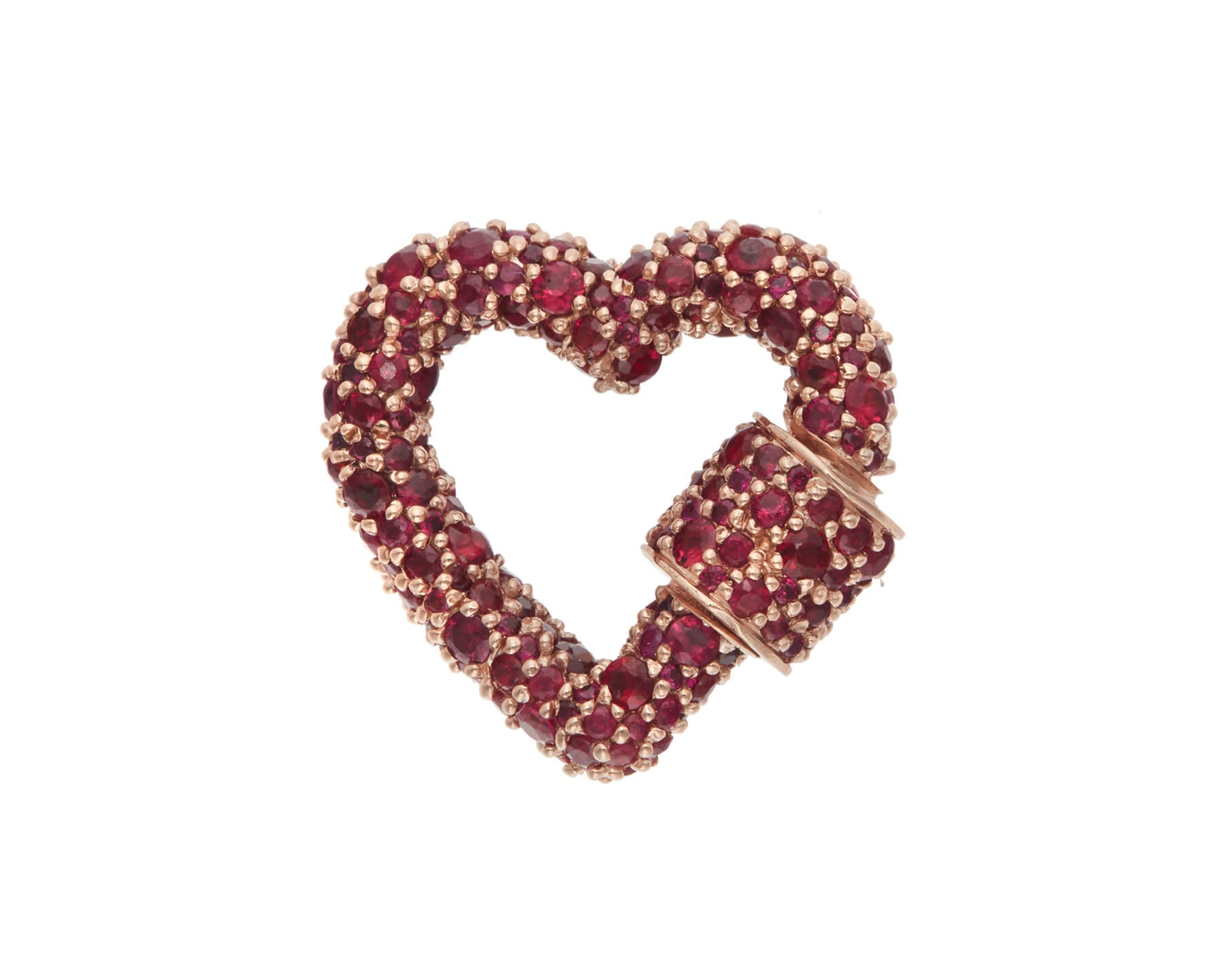 Rose gold ruby heart charm with closed clasp