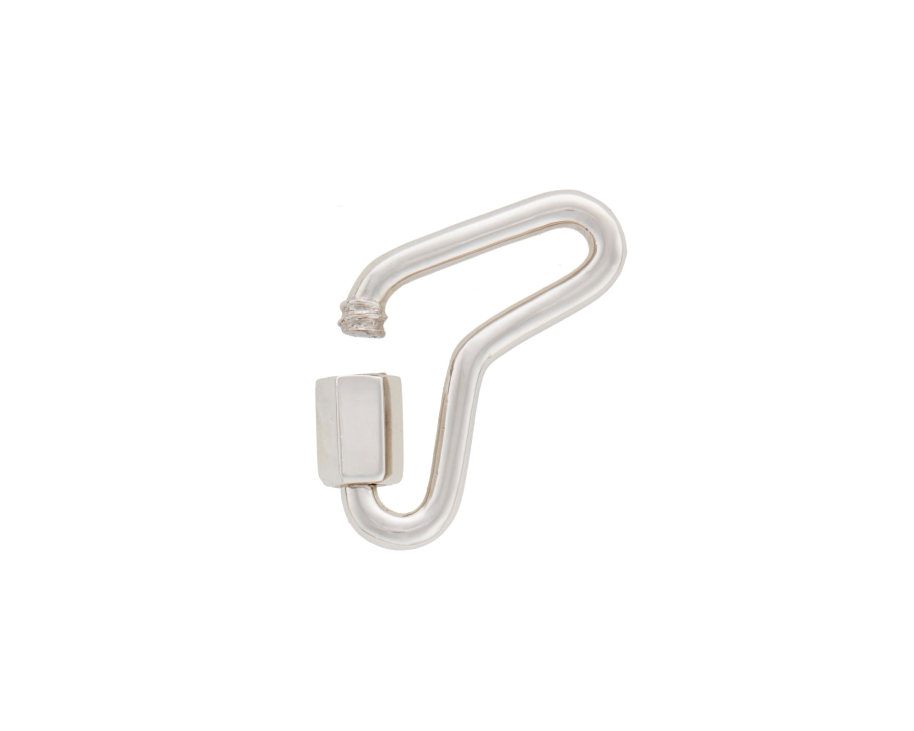 Silver boomerang charm with open clasp