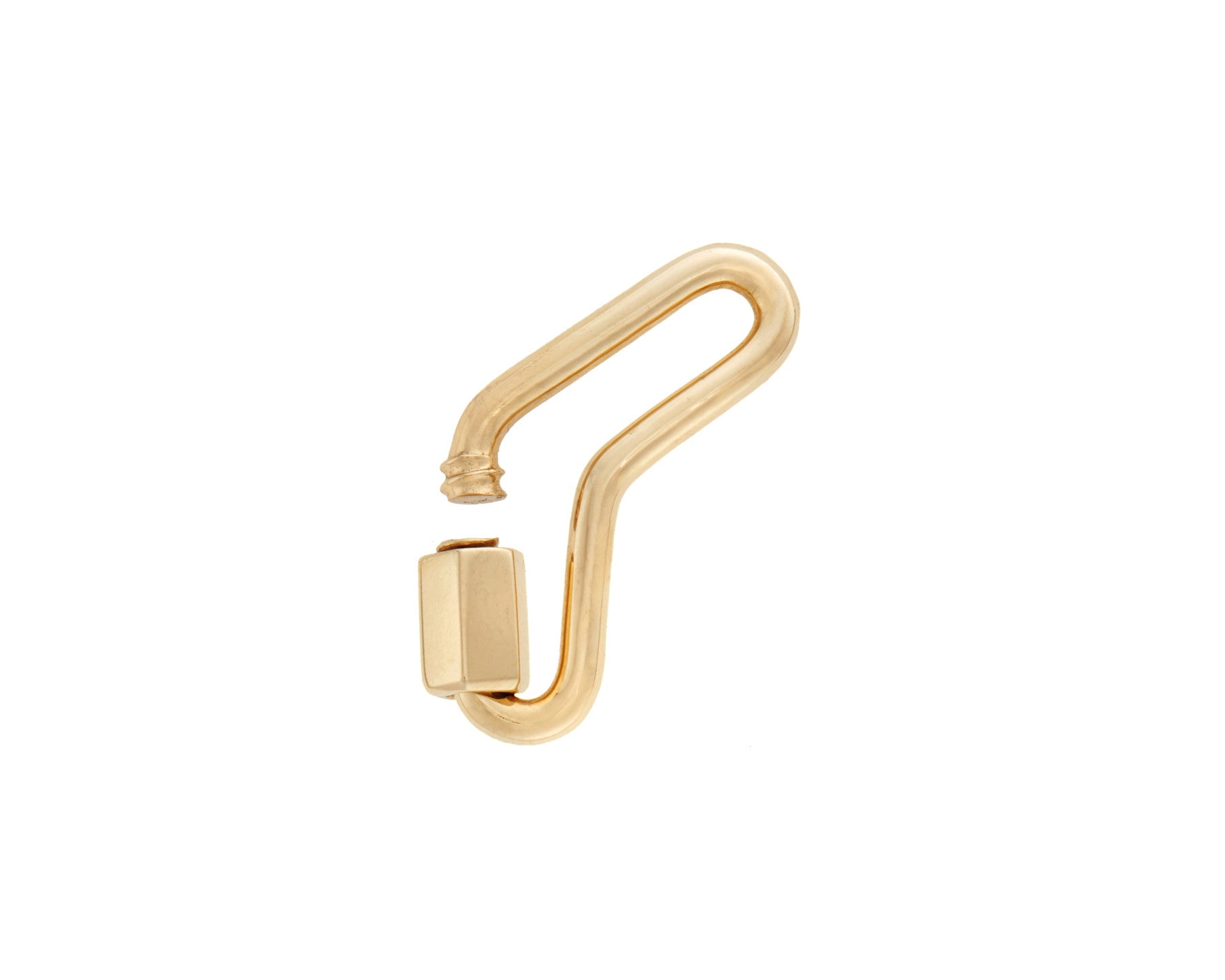 Yellow gold boomerang charm with open clasp