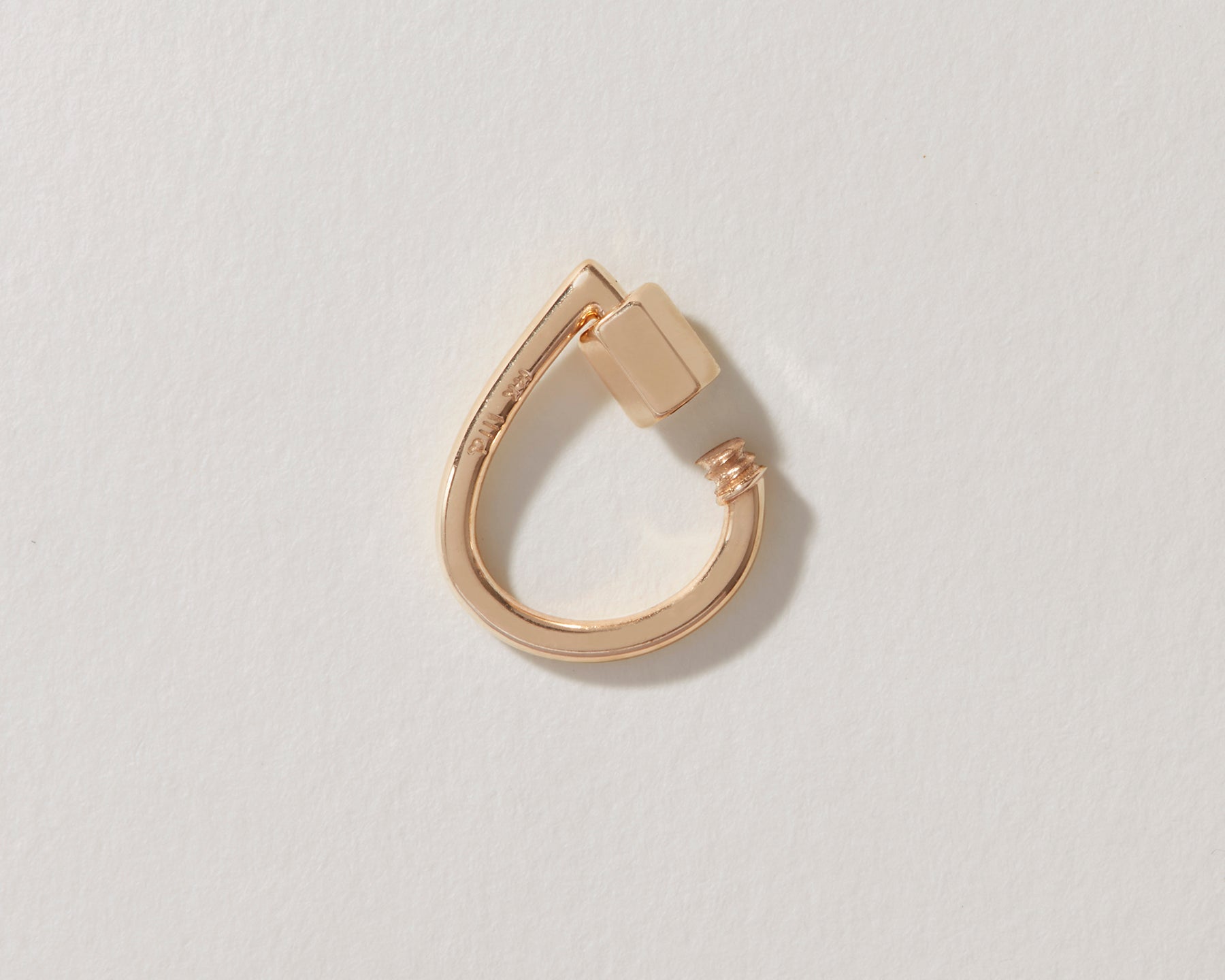 Rose gold small teardrop charm with open clasp