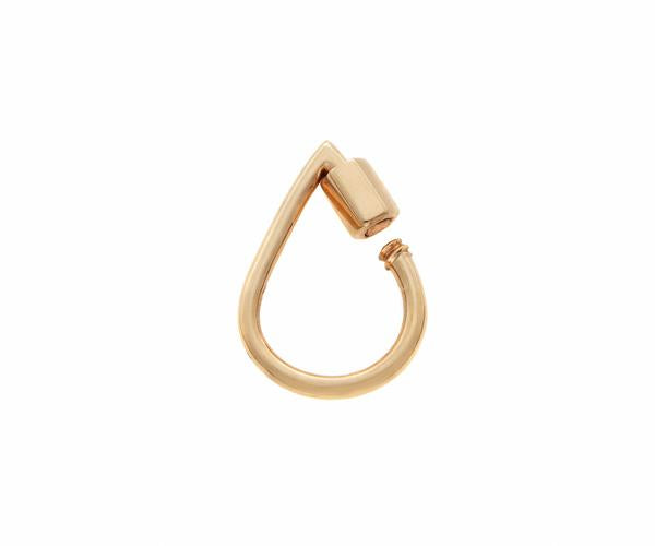 Rose gold teardrop charm with open clasp