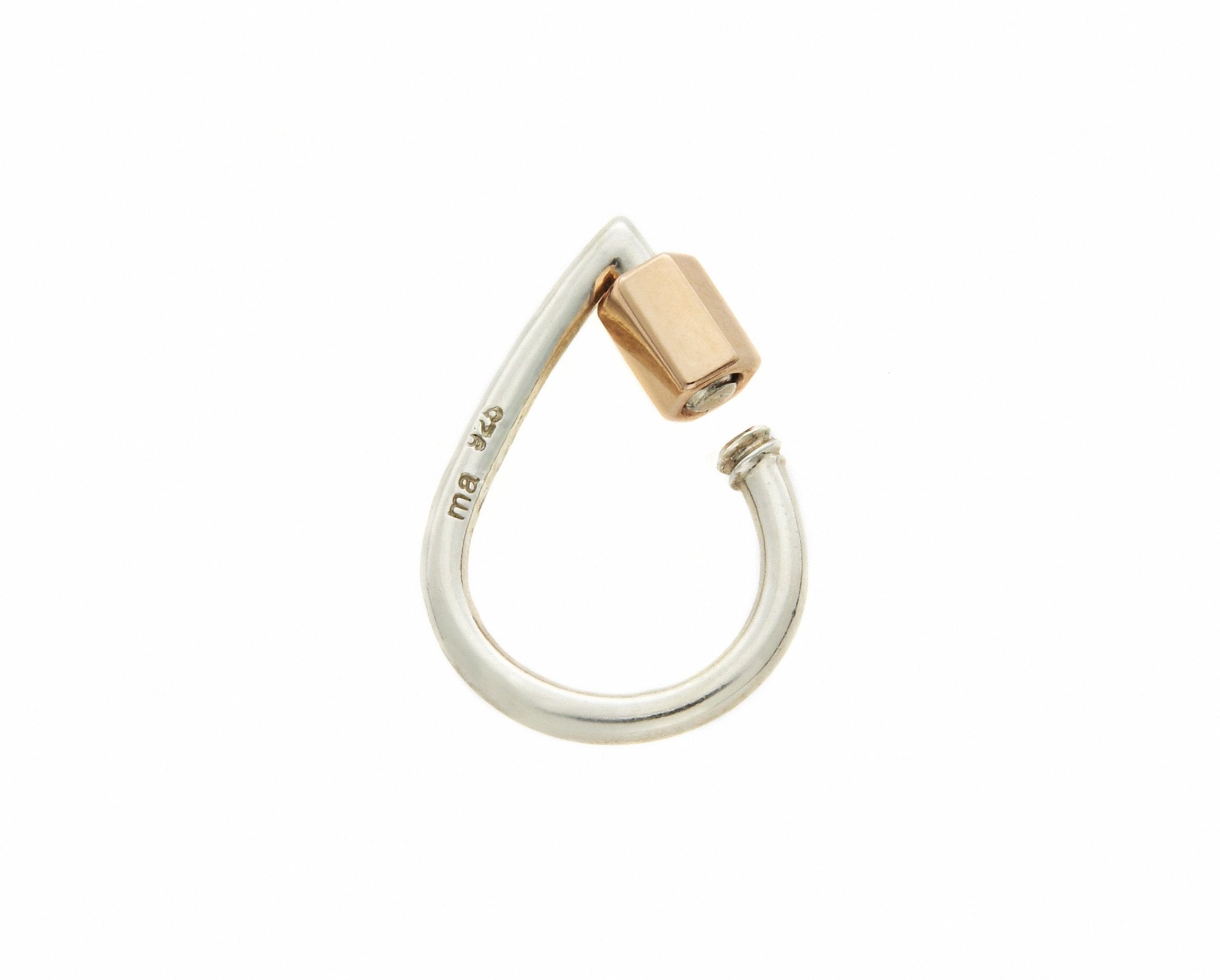 Rose gold and silver droplock with open clasp