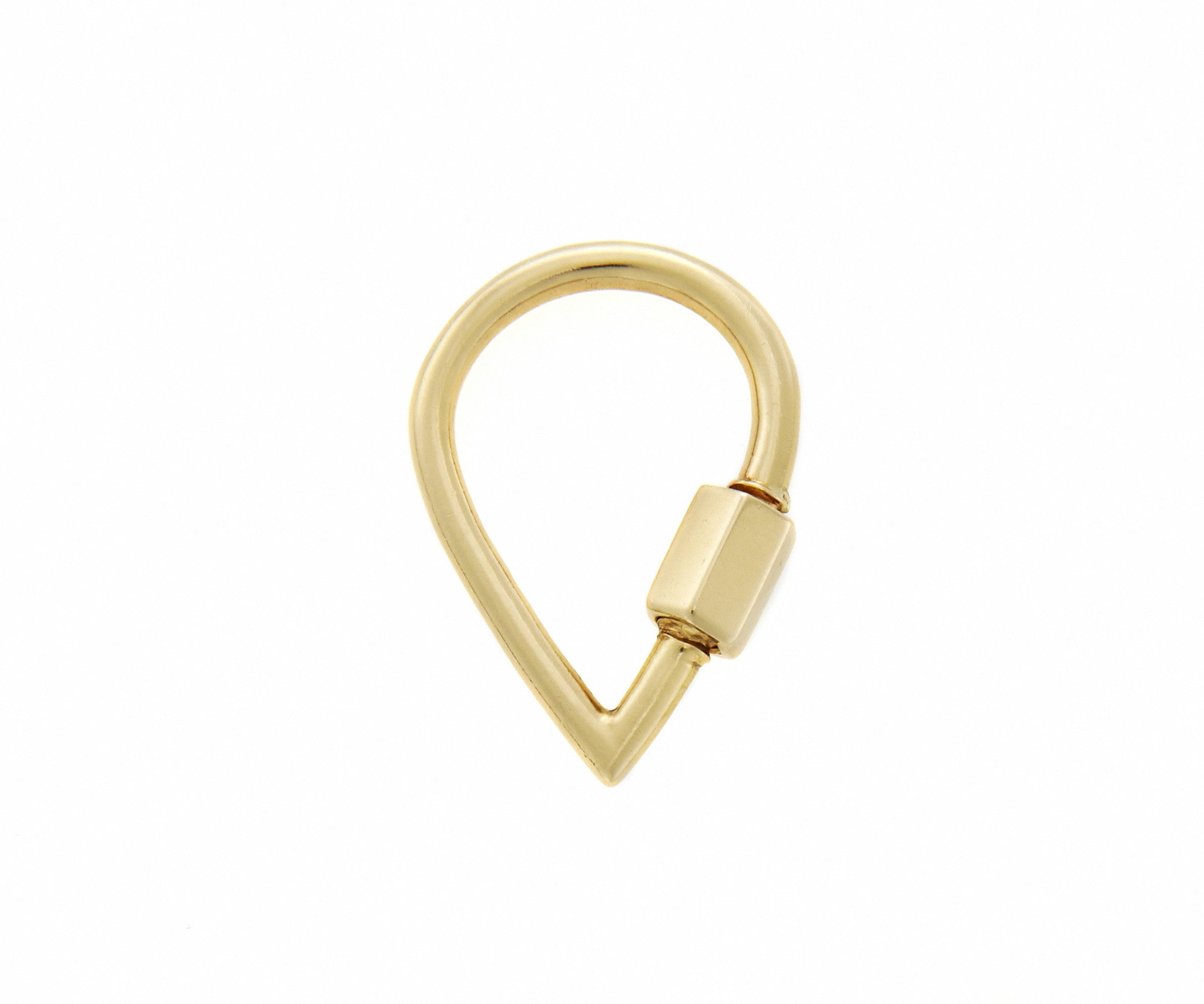 Yellow gold drop lock charm with closed clasp
