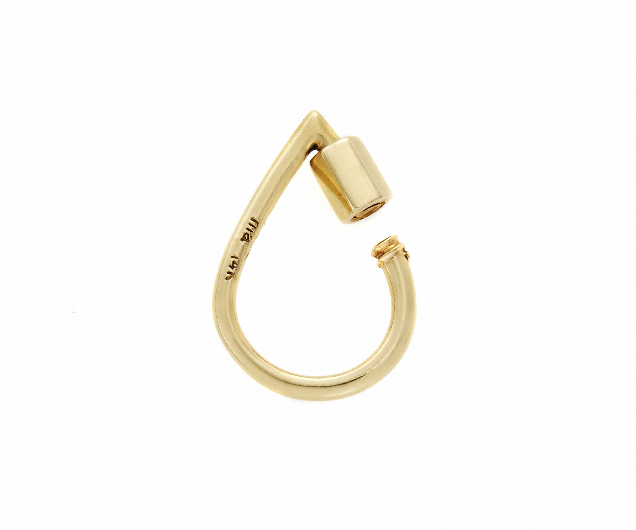 Yellow gold drop lock charm with open clasp