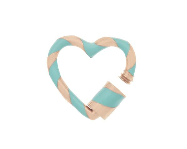 Rose gold enamel turquoise heart charm with open clasp