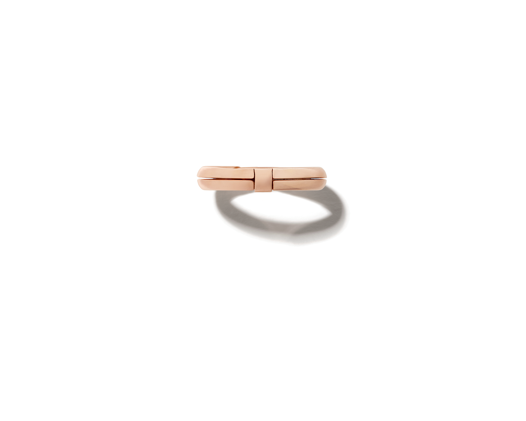 Front view of rose gold dime ring 