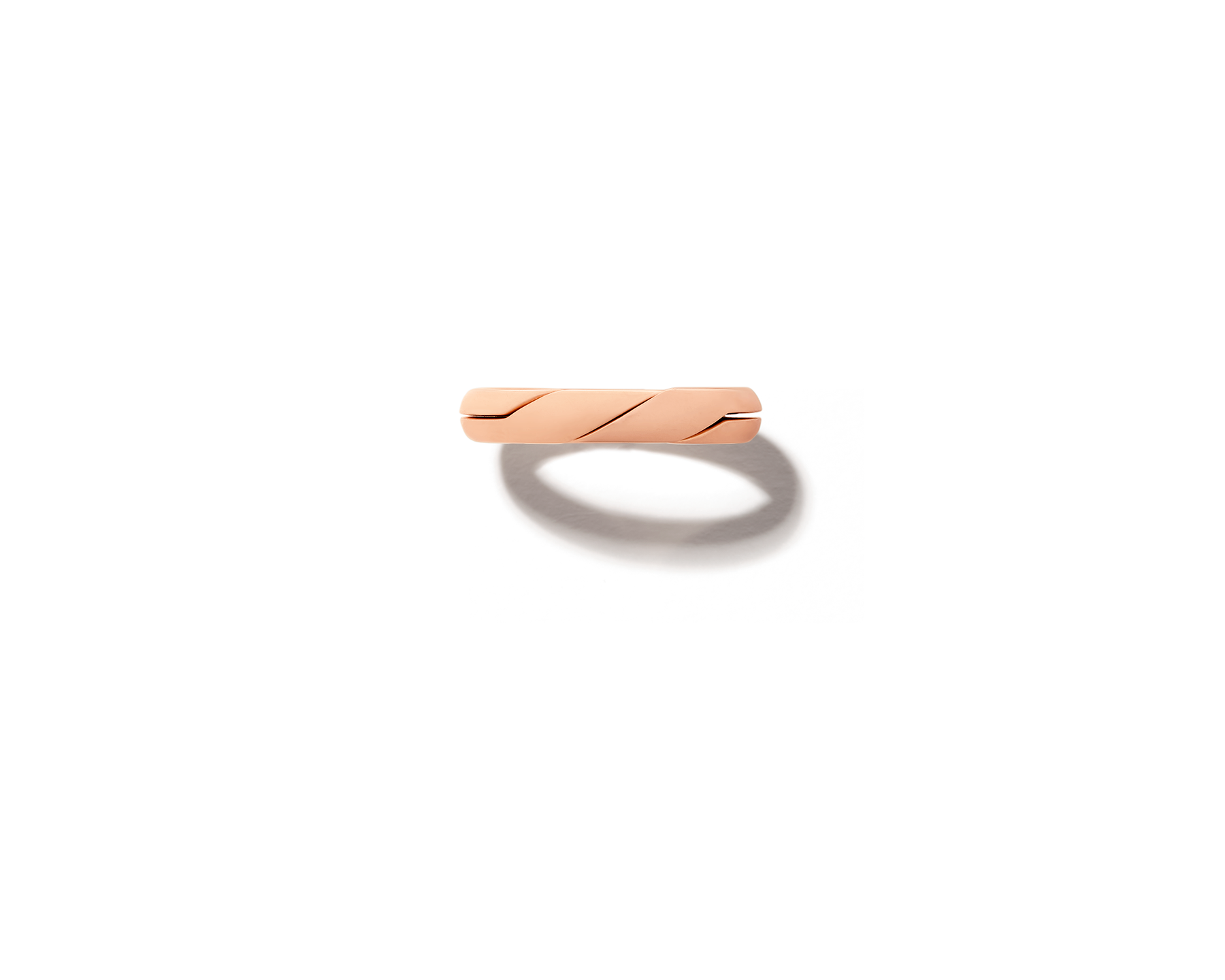 Back view of rose gold dime ring 