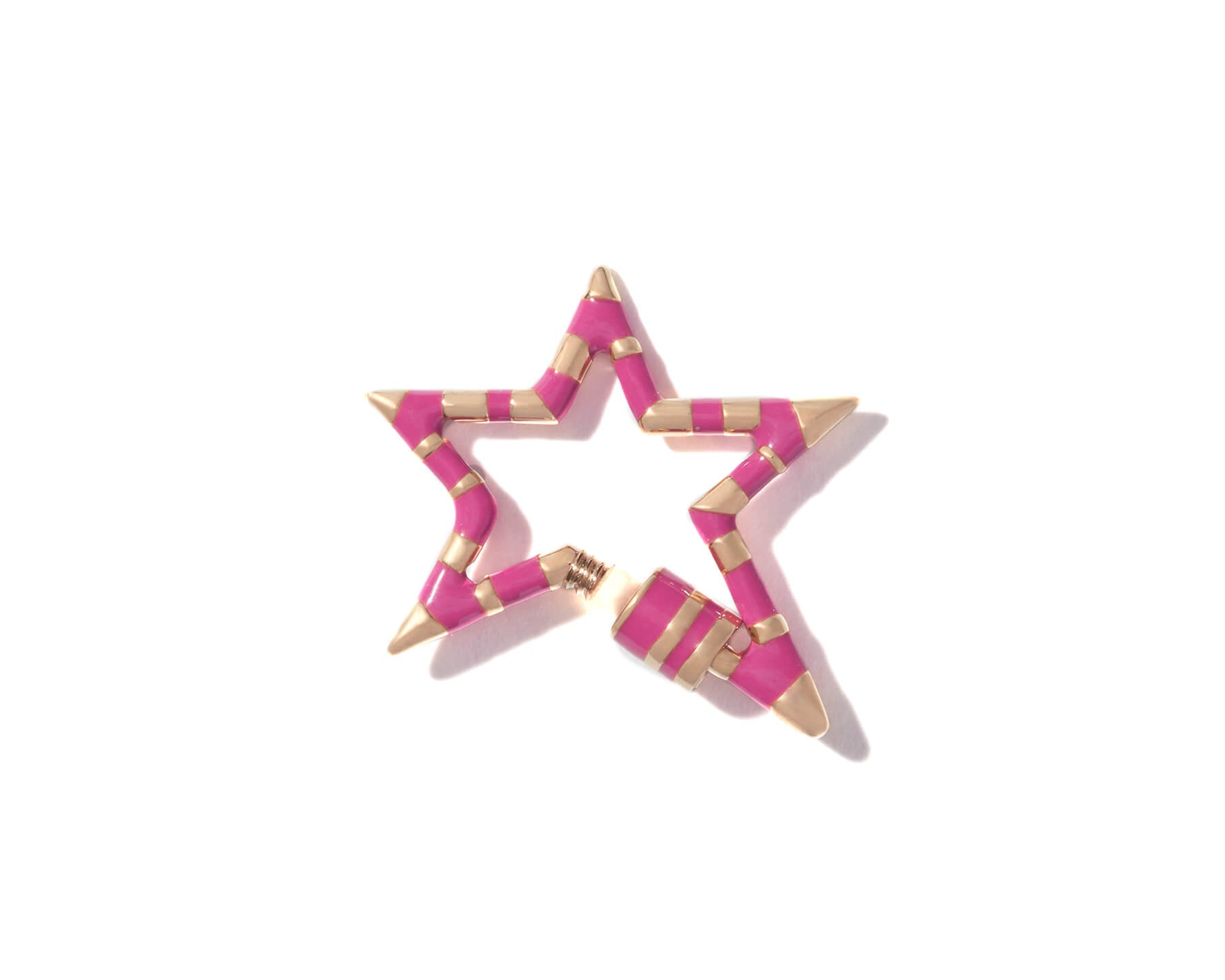 Pink star charm with open clasp