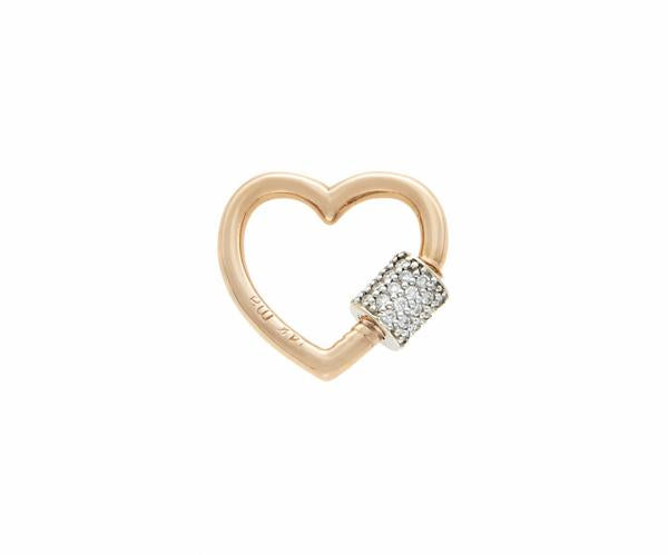 Rose gold diamond heart charm with diamond clasp