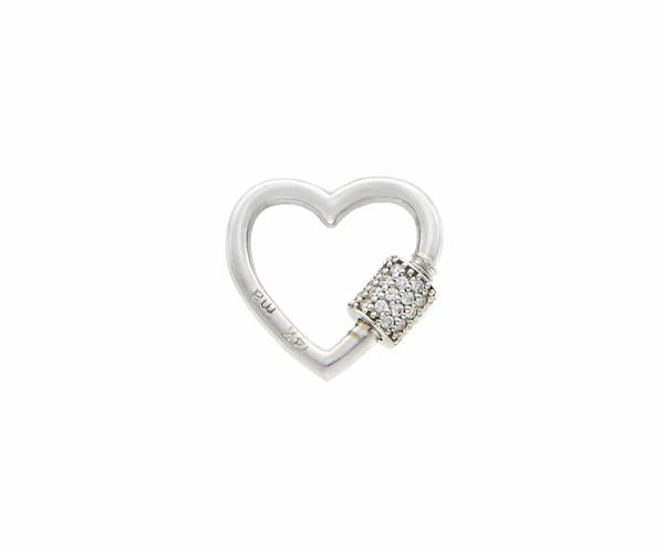 Silver heart lock charm with diamond clasp