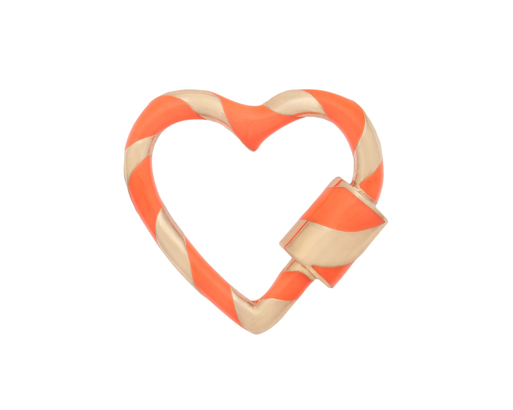 Orange heart charm with closed clasp